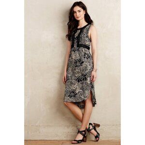 Holding Horses Anthropologie Suraja Batik Floral Sleeveless Dress Fringe Size 8